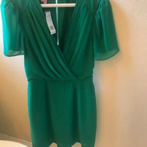 Green chiffon mini dress